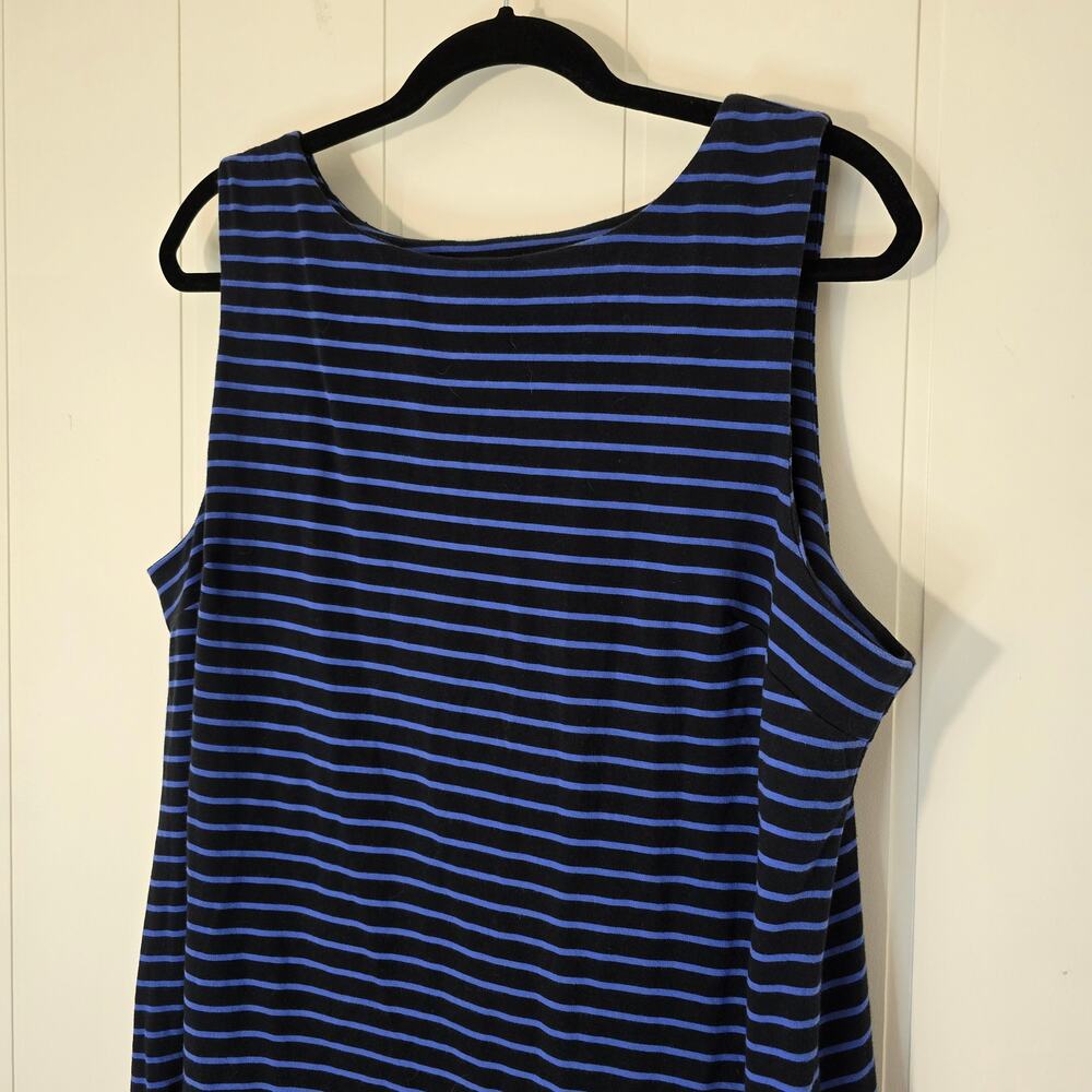 Talbots Blue Stripe Jersey Knit Shift Dress Sleeveless Stretch boatneck Size XL - Picture 2 of 8